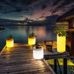 Светодиодные светодиоды на открытом воздухе светодиодные цветочные горшки RGB с изменением пластикового светодиодного светодиодного цветочных горшков для свадьбы, вечеринки для мероприятий, отеля, торгового торгового центра