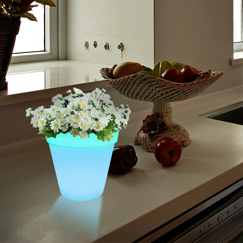 RGB Color Manege Led Led Plant Pot Stable Lamp Touch Control, Современные простые пластиковые цветочные настольные лампы с простым писателем с твердым деревом для гостиной